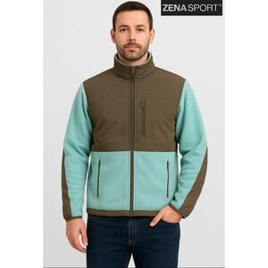 Zena Sport Fleece Jacket Womens Size XL Leisure Active Wear Full Zip Blue Gray